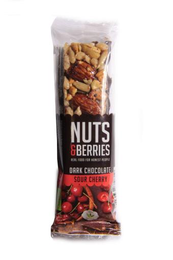 aperitivos y frutos secos BARRITA CHOCOLATE NEGRO-CEREZA NUTS&BERRIES 40G