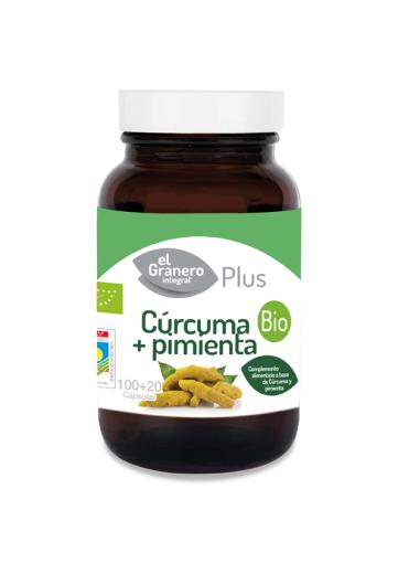 digestivos CÚRCUMA + PIMIENTA BIO, 100 + 20 CÁP, 440 mg