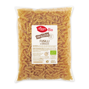 celiacos FUSILLI DE 4 CEREALES SIN GLUTEN BIO, 500 g