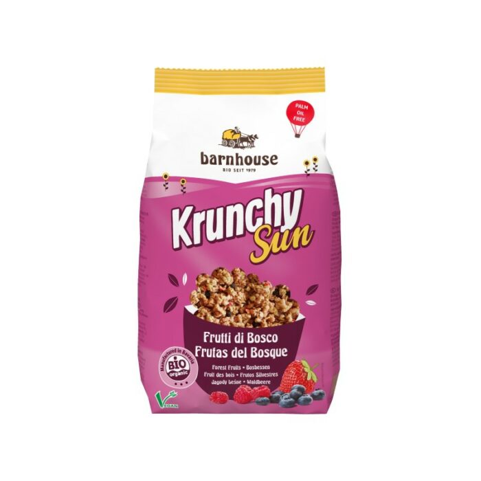 copos, mueslis y salvados KRUNCHY FRUTOS DEL BOSQUE SIN PALMA 375gr BIO