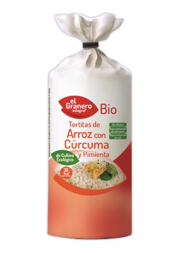 pan TORTITAS DE ARROZ CON CÚRCUMA Y PIMIENTA SIN GLUTEN BIO, 115 g