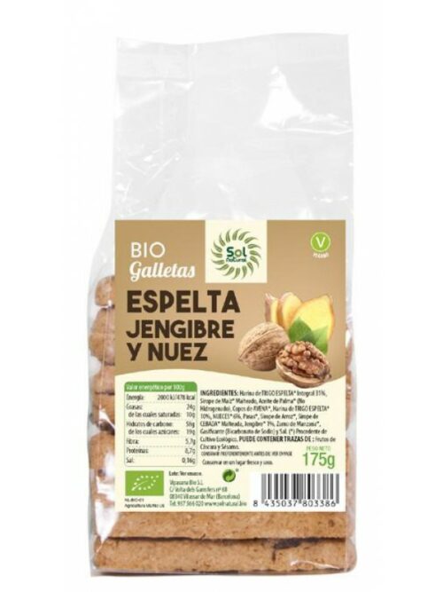 repostería y chocolates GALLETAS ESPELTA JENJIBRE NUECES BIO 250G