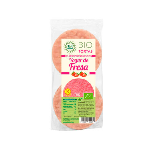 aperitivos y frutos secos TORTAS DE ARROZ BAÑADAS CON YOGUR DE FRESA BIO S/G 100G