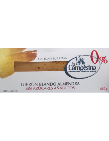 navidad TURRON DE ALMENDRA BLANDO S/AZUCAR 185GR