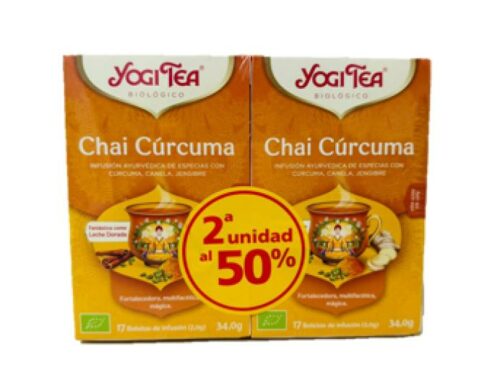 plantas en filtro YOGI TEA CURCUMA CHAI 2ªUD AL 50% 2X17 BOLSITAS